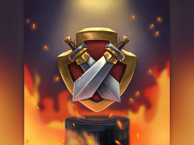 FREE PSD game icon art artist artwork cgart concept design fire game art game design illustraion illustration shield sword ui