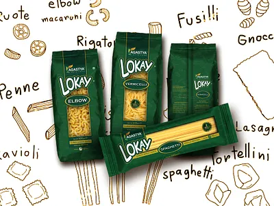 LOKAY pasta bag elbow food fusilli graphic design macaruni pasta penne ravioli spaghetti tortellini vegan vermicelli
