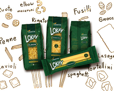 LOKAY pasta bag elbow food fusilli graphic design macaruni pasta penne ravioli spaghetti tortellini vegan vermicelli