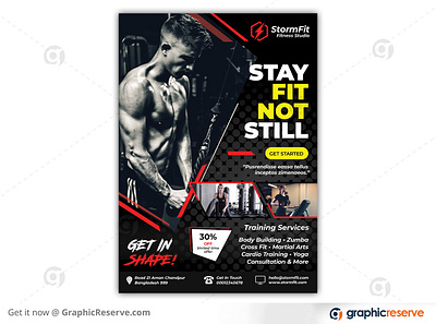 Fitness Flyer body building boxing fitness fitness flyer flyer flyer design flyer template flyer template psd gym gym and fitness gym flyer health health flyer marketing martial arts sports sports flye training yoga