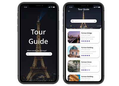 Experimental Design for a Tourism App app design mockup tour guide tourism ui design ux design