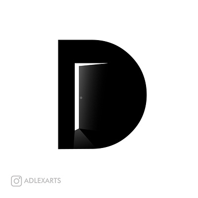 D for door design flat illustration minimal typography