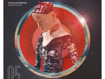 Day 05 - AI collage design illustration retro robot texture type typography