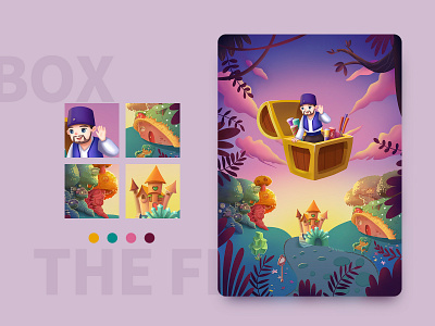 The flying box branding design ui 儿童插画