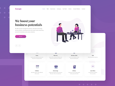 #Explore - Cuscapi Landing Page Redesign business cuscapi dinnerapp emenu ewaiter illustration kiosk landingpage numbercaller pos print ui uidesign ux