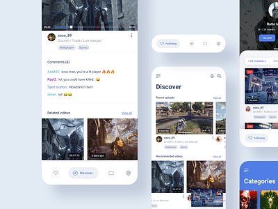 App Redesign Exploration app broadcast categories kit live live chat live video product streaming ui design ui kit uiux video