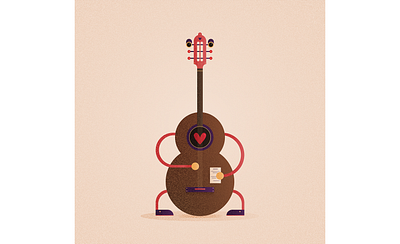 Guitar art character concept digital guitar illustration vector