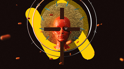 20200221 3d art cinema4d cross face illustration poster print