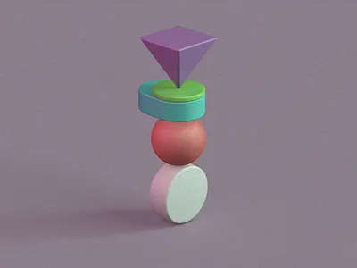 Primitive Stack 3 3d art 3d artist c4d cinema4d design green illustraion primitivegeometry primitives purple render shapes