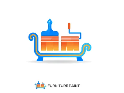 Furniture Paint Logo Design brand guide brand identity branding color construction divan furniture illustration logo logo design paint paint brush sofa sultan