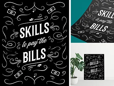 SKILLS black and white custom type graphic design lettering positive quote skills type design type designer typography typography poster