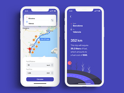 Fuel Cost Calculator - #DailyUI004 barcelona calculator calculator ui dailyui dailyuichallenge design fuel fuel cost illustration ui ux