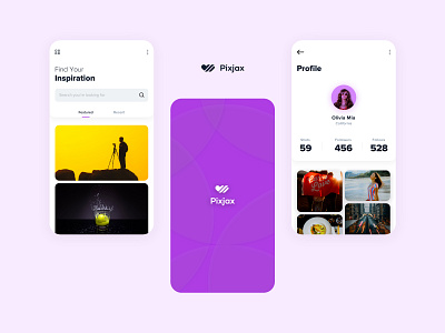 Pixjax App app branding clean design design flat icon style typography ui vector