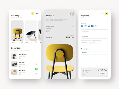 Rain - Modern Furniture Store app chair clean furniture grey minimal modern ui uiux yellow