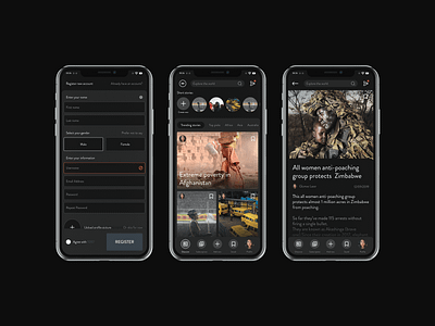 News Startup - App Ui Design app app design app designer app ui clean dark dark app dark theme dark ui designer minimal minimalistic modern product design start up startup ui ui design uiux web design