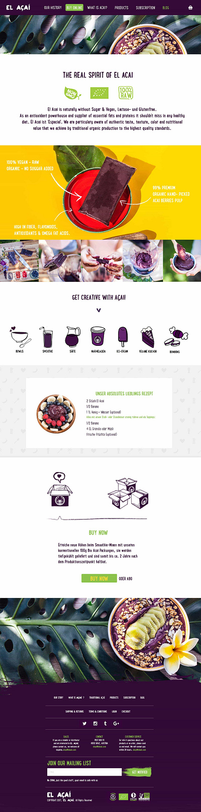 El Açaí Europe | E-commerce shop acai austria açaí branding design colorful content creation design e commerce shop europe graphic design identity design illustrator logo logo design product photography superfood ui vector web web design