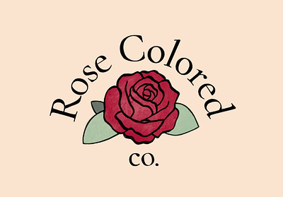 Rose Colored Co. Logo badge branding design illustration illustrator logo design procreate typography