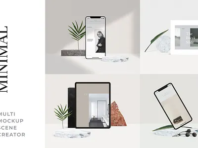Minimal Multi Mockup Scene Creator brand branding creativemarket device mockup devices geometric material minimal mockup mockup psd mockup template presentation scene creator template