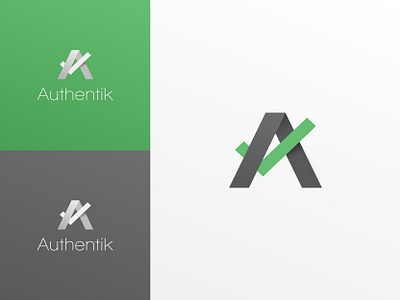 Authentik Logo a letter logo a logo branding design gradient green logo logo design logos minimalist modern security