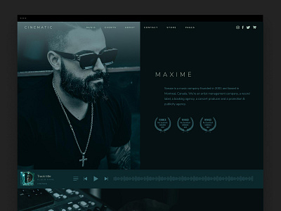 Cinematic Theme - About Page music producer ui web design wordpress wordpress design