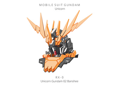 Gundam Unicorn Banshee Mascot Vector anime graphicdesign gundam gunpla illustration mecha robot sc fi space