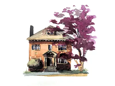 Brookline, MA fall home house painting traditional watercolor