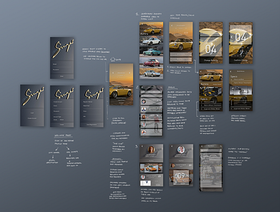 Singer-Porsche mobile UI annotation app automotive branding car porsche share singer ui ux