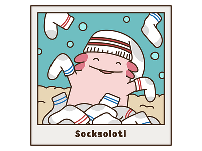 Axolotl Socksolotl animal axolotl cartoon character cute design happy illustration illustrator jclovely kawaii vector