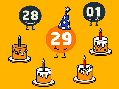 Leap Year 2020 0229 birthday birthday cake digital art digital illustration illustration illustration art illustration artist illustration design leap day leap year leap year 2020 vector art vector artwork vector design vector illustration