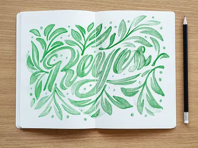 Watercolor lettering leaves green handmade illustration design leaves lettering lettering art lettermark logotype sketchbook type art typography watercolor watercolor art