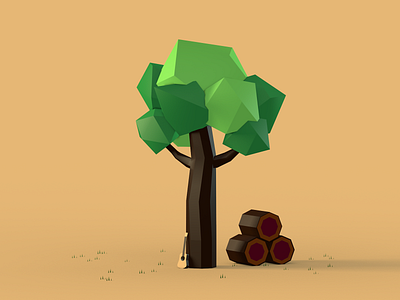 Low Poly | Rosewood Tree 3d 3d design cinema 4d design low poly render