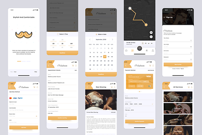 Saloon Schedule Booking App app design appointment booking booking app hair salon haircut hairdresser ios app landing page payment app schedule