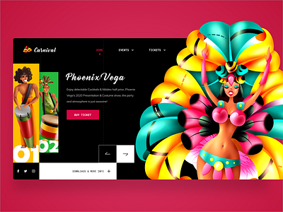 Carnival background carnival colorful dark app dark ui design events flat illustration landing page logo onboarding sketch sketchapp ticket booking typography ui vector vibrant colors website design