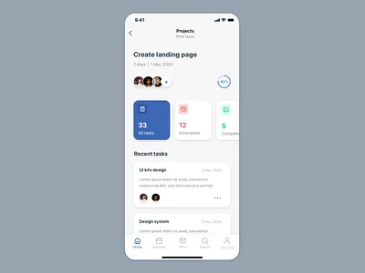 project management UI concept app design detail page project project management task task management ui uiux uiuxdesign