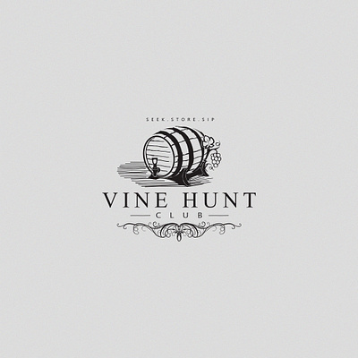 Vine Hunt Club barrel grape logodesign vine vines vintage logo