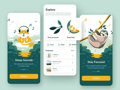 Ambient Sounds App app clean color illustration meditation mobile mobile app mobile illustration mobile ui nature onboarding shakuro sound app ui user interface ux