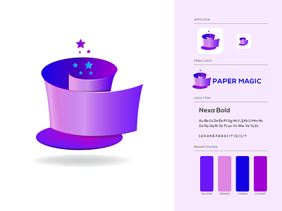 Paper Magic Logo Design brand guideline brand identity branding illustration logo logo design magic magic hat magical paper paper craft rolling paper star ui