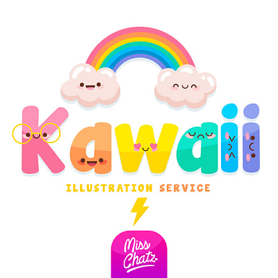 Kawaii Illustrator buyvector clouds cut cute draw faces hireanillustrator hireme illustration japan japanese kawaiiaesthetic kawaiifood kids love misschatz rainbow rainbows