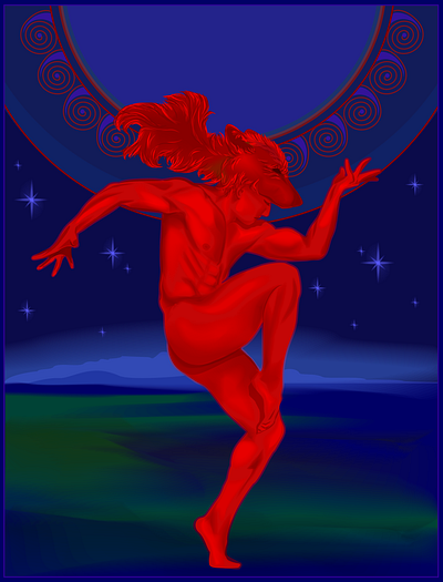 Dance - a variation of Matisse dance dancers illustraion red man