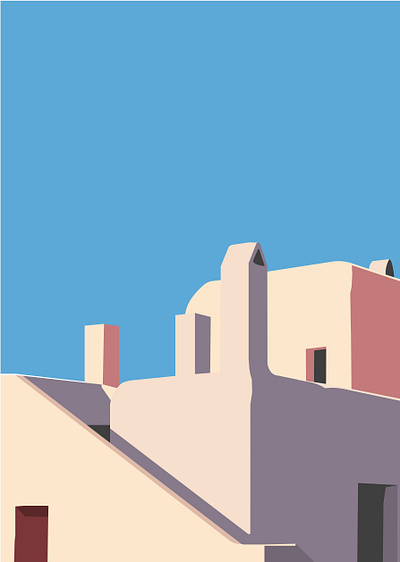 Minimal Mykonos Illustration architecture digital art graphic design illustration minimal mykonos poster print design wall art