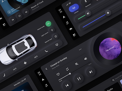 Car UI Concept / Dark mode automative car dark mode dark theme hmi interface neomorphism tesla ui