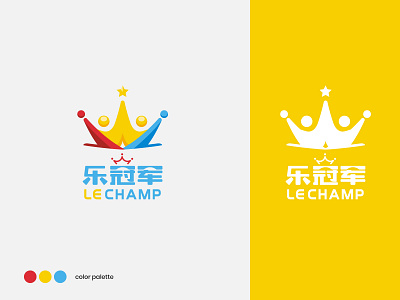 LeChamp - Branding blue branding champion children chinese crown kid logo red sport star vi visual yellow