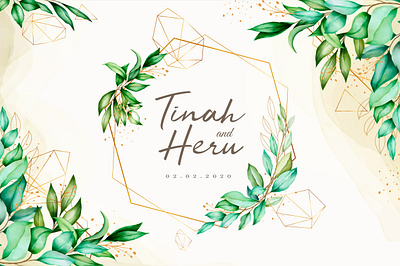 elegant watercolor leaves wedding card template background border card decoration design elegant floral frame greenery illustration invitation invite leaf nature spring template vector vintage watercolor wedding