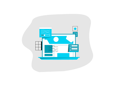 Computer & Analytics Illustration abstract analytics blob clean clean ui computer dribbble flat google illustration illustrator interface landing page design laptop lines marketing shapes tracking ui vector