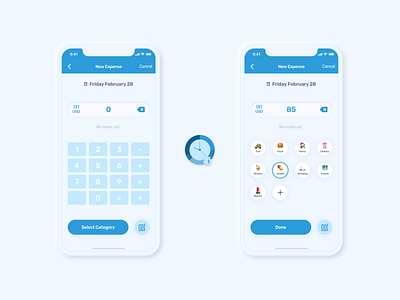 New UI concept for Monefy App android app app design clean ui crossplatform emoji ios management management app mobile mobile design money app selection ui