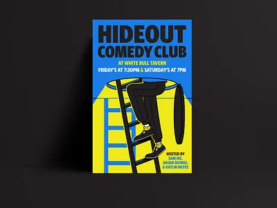 Hideout Comedy Club Poster brand identity brand identity design branding comedy poster design illustration illustrator poster typography vector