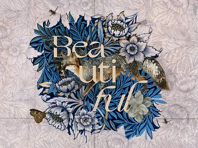 Beautiful composition foxy mixed media typography wild