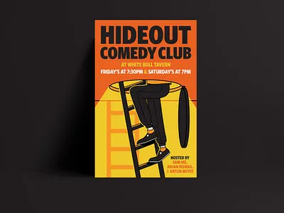 Hideout Comedy brand identity design branding comedy poster design illustration illustrator lettering poster typography vector