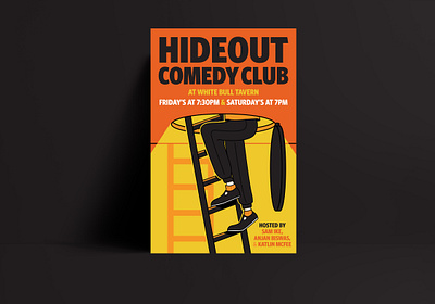 Hideout Comedy brand identity design branding comedy poster design illustration illustrator lettering poster typography vector