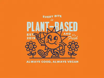 Good Good Morning branding cartoon character illustration restaurant retro sun texture typography vector vegan vibes
